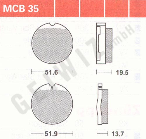 Brake pads Lucas MCB 035 ABE approved