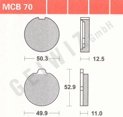 Brake pads Lucas MCB 070 ABE approved