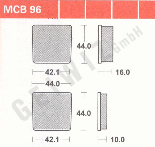 Brake pads Lucas MCB 096 ABE approved