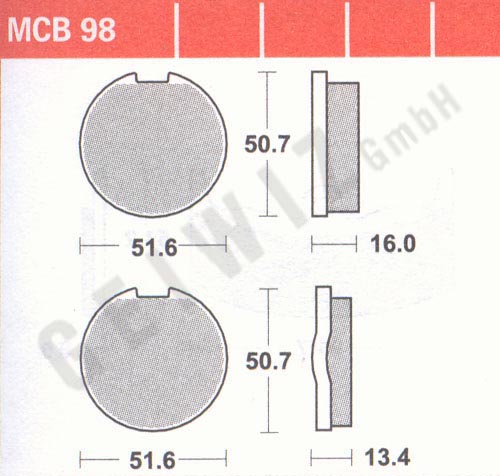 Brake pads Lucas MCB 098 ABE approved
