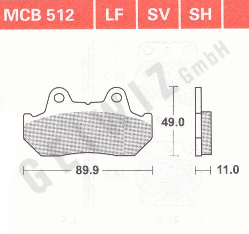 Brake pads Lucas MCB 512 ABE approved