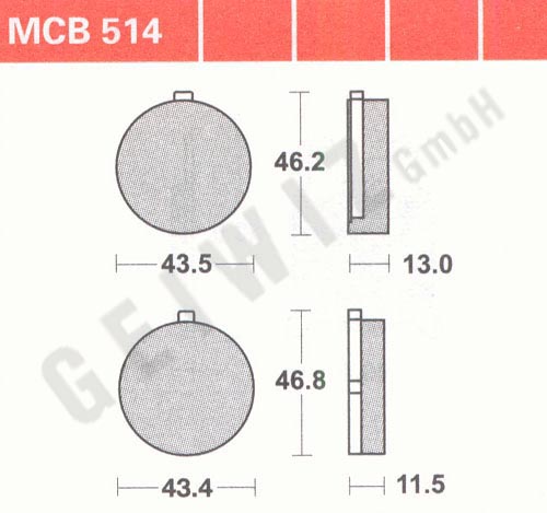 Brake pads Lucas MCB 514 ABE approved