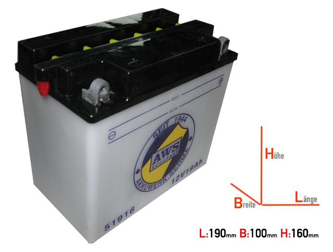 YB16HL-BS DIN51916 AWS Battery