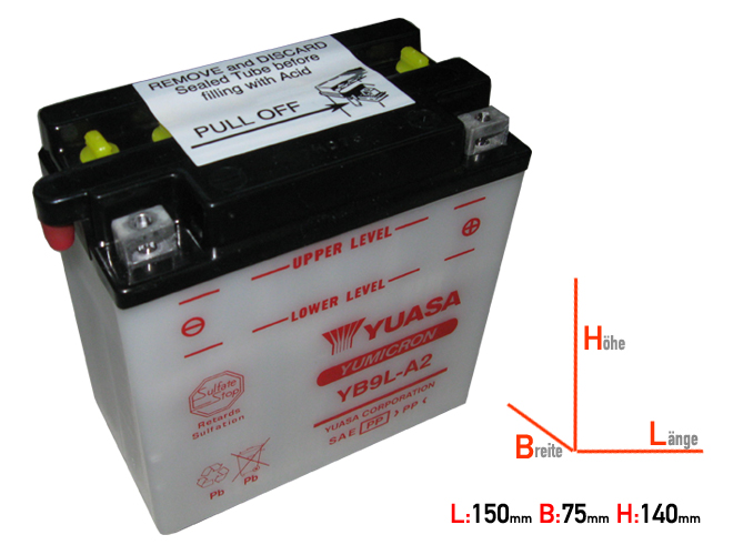 YB9L-A2 DIN50916 Yuasa Battery