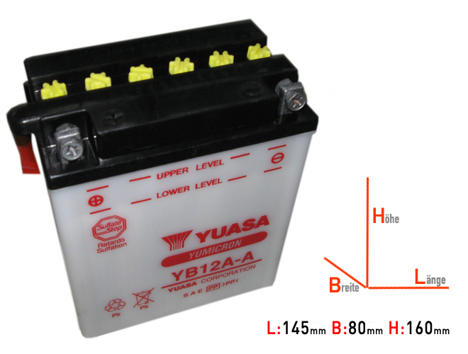 YB12A-A DIN51211 Yuasa Battery