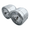 SHIN YO Set mit 2 Chromscheinwerfern, Fern- + Abblendlicht E-gepr., Birnen 1 x H4 12V 55/60W, 1 x H 7 55W,